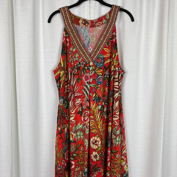 Soft Surroundings Orange Tropical Floral Onani Maxi Dress Sz.1X - Picture 5 of 13